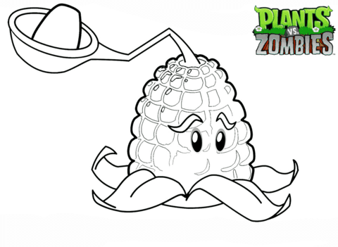 Plants Vs. Zombies Kernel Pult Coloring Page